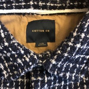 Cotton On Navy and White Textured Tweed Coat